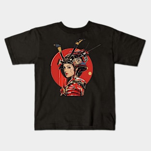 Japan Warrior Girl Pop Art Style Kids T-Shirt